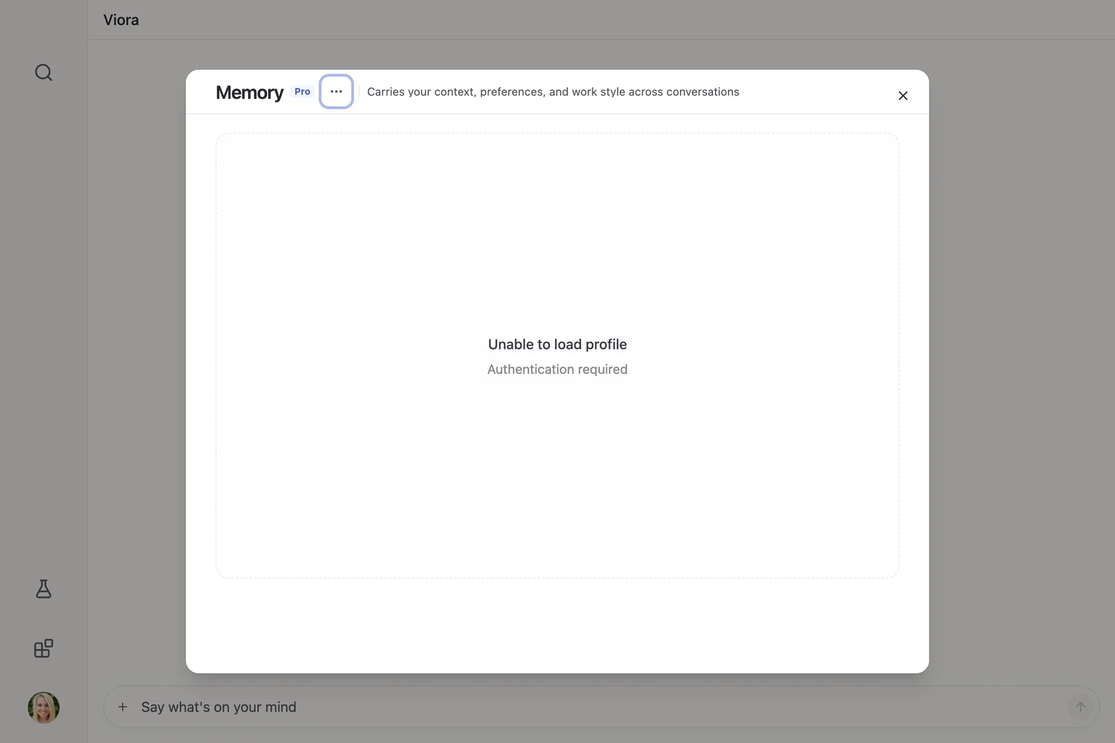 The Viora Memory panel